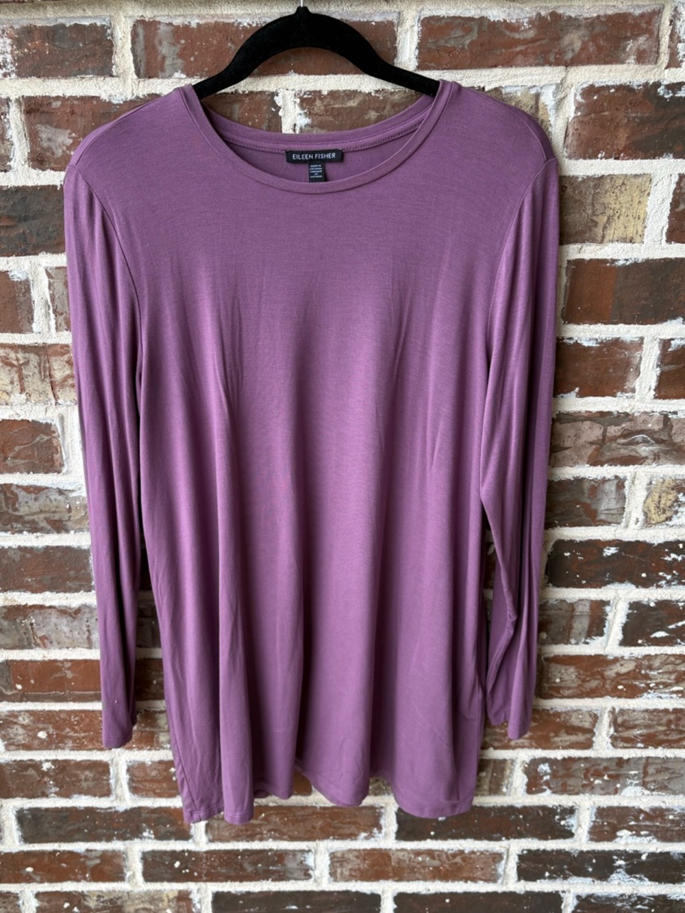 Eileen Fisher Long Sleeve Purple Tencel Tunic Top Size Medium
